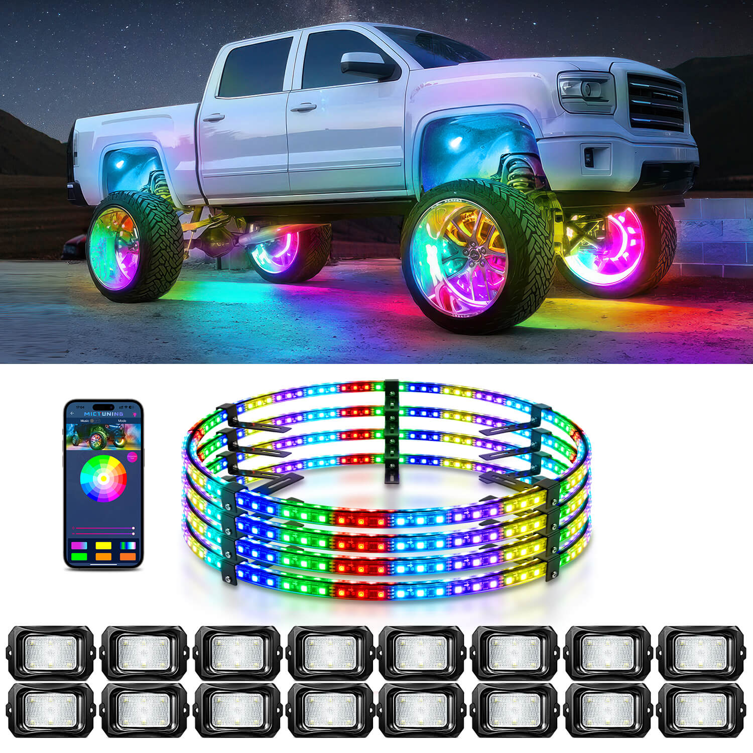 Color Chase Chasing RGB LED Wheel Light Kit – Custom Headlight Store
